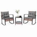 3-Piece Rocking Chair Patio Set with Glass Coffee Table by LJGDeals