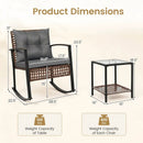 3-Piece Rocking Chair Patio Set with Glass Coffee Table by LJGDeals