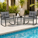 3-Piece Outdoor Rocking Chair Set with Coffee Table - Gray by LJGDeals