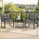 3-Piece Outdoor Rocking Chair Set with Coffee Table - Gray by LJGDeals