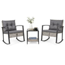 3-Piece Outdoor Rocking Chair Set with Coffee Table - Gray by DirectDeals