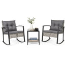 3-Piece Outdoor Rocking Chair Set with Coffee Table - Gray by LJGDeals