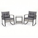 3-Piece Outdoor Rocking Chair Set with Coffee Table - Gray by LJGDeals