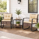 3-Piece Rocking Chair Patio Set with Glass Coffee Table by LJGDeals