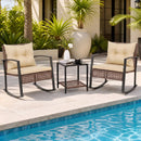 3-Piece Rocking Chair Patio Set with Glass Coffee Table by LJGDeals