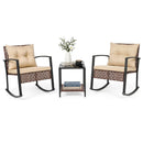 3-Piece Rocking Chair Patio Set with Glass Coffee Table by LJGDeals