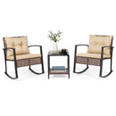 3-Piece Rocking Chair Patio Set with Glass Coffee Table