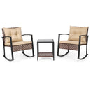 3-Piece Rocking Chair Patio Set with Glass Coffee Table by LJGDeals