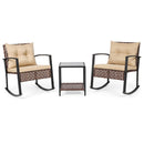 3-Piece Rocking Chair Patio Set with Glass Coffee Table