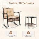 3-Piece Rocking Chair Patio Set with Glass Coffee Table by LJGDeals