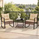 3-Piece Rocking Chair Patio Set with Glass Coffee Table by LJGDeals
