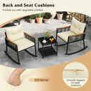 3 Piece Outdoor PE Rattan Rocking Bistro Set with 2-Tier Coffee Table-Black by LJGDeals
