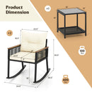 3 Piece Outdoor PE Rattan Rocking Bistro Set with 2-Tier Coffee Table-Black by DirectDeals