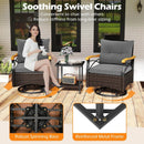 3 Piece Outdoor Swivel Chair Set with Tempered Glass Side Table by LJGDeals