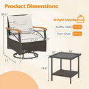 3 Piece Outdoor Swivel Chair Set with Tempered Glass Side Table by LJGDeals
