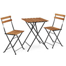 3 Piece Patio Acacia Wood Bistro Set with Slatted Seat and Tabletop by LJGDeals