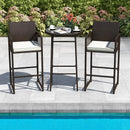 3 Piece Patio Bar Set Outdoor Wicker Bar Height Table and Armchairs-White by LJGDeals