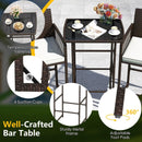 3 Piece Patio Bar Set Outdoor Wicker Bar Height Table and Armchairs with 2 Seat Cushions-White by LJGDeals