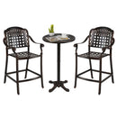 3 Piece Patio Bar Set Outdoor Cast Aluminum Round High Top Table 2 Counter Height Bar Stools by LJGDeals