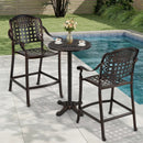 3 Piece Patio Bar Set Outdoor Cast Aluminum Round High Top Table 2 Counter Height Bar Stools by LJGDeals