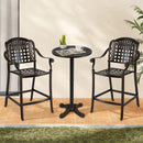 3 Piece Patio Bar Set Outdoor Cast Aluminum Round High Top Table 2 Counter Height Bar Stools by LJGDeals