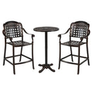 3 Piece Patio Bar Set Outdoor Cast Aluminum Round High Top Table 2 Counter Height Bar Stools by LJGDeals