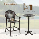 3 Piece Patio Bar Set Outdoor Cast Aluminum Round High Top Table 2 Counter Height Bar Stools by LJGDeals