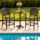 3 Piece Patio Bar Set Outdoor Cast Aluminum Round High Top Table 2 Counter Height Bar Stools by LJGDeals