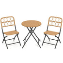 3 Piece Patio Bistro Set Folding Round Table and Chairs with Wicker Seat by LJGDeals