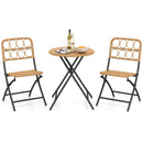 3 Piece Patio Bistro Set Folding Round Table and Chairs with Wicker Seat by LJGDeals