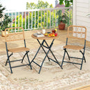 3 Piece Patio Bistro Set Folding Round Table and Chairs with Wicker Seat by LJGDeals