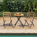 3 Piece Patio Bistro Set Folding Round Table and Chairs with Wicker Seat by LJGDeals