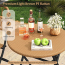 3 Piece Patio Bistro Set Folding Round Table and Chairs with Wicker Seat by LJGDeals