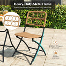 3 Piece Patio Bistro Set Folding Round Table and Chairs with Wicker Seat by LJGDeals