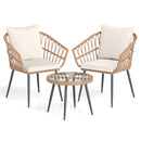 3 Piece Patio Bistro Set with PE Rattan Wicker Chairs and Tempered Glass Coffee Table by DirectDeals