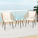 3 Piece Patio Bistro Set with PE Rattan Wicker Chairs and Tempered Glass Coffee Table by DirectDeals