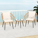 3 Piece Patio Bistro Set with PE Rattan Wicker Chairs and Tempered Glass Coffee Table by LJGDeals