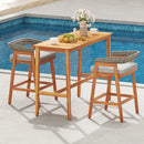 3 Pieces Patio Counter Height Bar Set with 2 Cushioned Barstools by LJGDeals