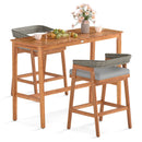 3-Piece Patio Counter Height Bar Set with Cushioned Stools by LJGDeals