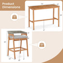 3 Pieces Patio Counter Height Bar Set with 2 Cushioned Barstools by LJGDeals