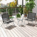 3 Pieces Patio Folding Chair Set Outdoor Metal Conversation Set by LJGDeals