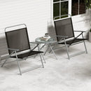 3 Pieces Patio Folding Chair Set Outdoor Metal Conversation Set by LJGDeals