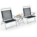 3 Pieces Patio Folding Chair Set Outdoor Metal Conversation Set by LJGDeals