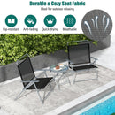 3 Pieces Patio Folding Chair Set Outdoor Metal Conversation Set by LJGDeals