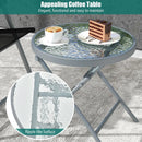 3 Pieces Patio Folding Chair Set Outdoor Metal Conversation Set by LJGDeals