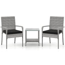 3 Piece Patio Furniture Set with Seat Cushions and Tempered Glass Tabletop for Balcony by LJGDeals