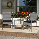 3 Piece Patio Furniture Set with Seat Cushions and Tempered Glass Tabletop for Balcony by LJGDeals