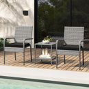 3 Piece Patio Furniture Set with Seat Cushions and Tempered Glass Tabletop for Balcony by LJGDeals