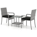 3 Piece Patio Furniture Set with Seat Cushions and Tempered Glass Tabletop for Balcony by LJGDeals