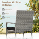 3 Piece Patio Furniture Set with Seat Cushions and Tempered Glass Tabletop for Balcony by LJGDeals
